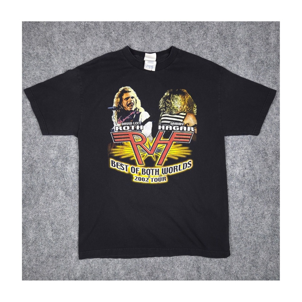 Vintage Y2K Van Halen Shirt‎ Mens L Black David Lee Roth Sammy Hagar 2002 Tour